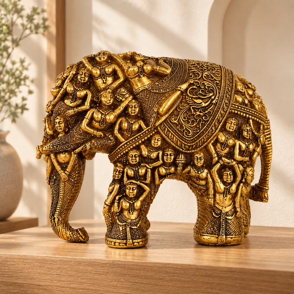 WellHomes™Golden Human Elephant Sculpture – Intricately Carved Decorative Showpiece for Home Décor (Copy)