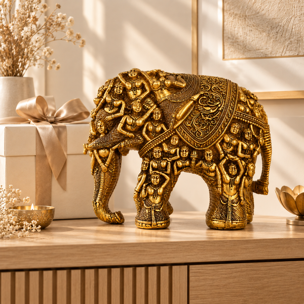WellHomes™Golden Human Elephant Sculpture – Intricately Carved Decorative Showpiece for Home Décor (Copy)