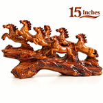 WellHomes™ 7 Running Horses Statue for Home Decor – 15Inches Premium Brown Decorative Horse Showpiece for Living Room, Office & Entrance