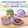 Kids Lunch Box with Feeding Bowl Set – Cartoon Design with Lid & Spoon (BPA - Free) - Wellhomes™