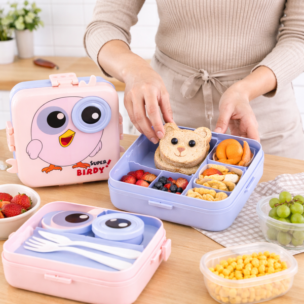 Super Birdy Kids Lunch Box | Fun Cartoon Design, Safe & Durable
