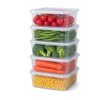 Wellhomes™ Fridge Organizer Storage Boxes Set of 6 (2000 ml Each) with Drain Plate | BPA-Free Stackable Refrigerator Containers for Fruits, Vegetables & Kitchen Storage