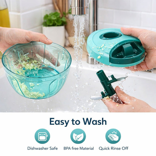 Manual Pull Food Chopper – Multi - Purpose Vegetable & Garlic Cutter - Wellhomes™