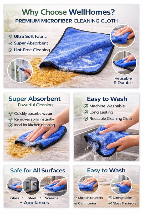 Microfiber Cleaning Cloth (Buy 1 Get 1 free) - Wellhomes™