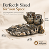 WellHomes™ Owl Couple Decorative Tray Showpiece – Antique Silver Metal Owl Figurine for Living Room, Tabletop & Home Décor