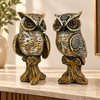WellHomes™Decorative Owl Showpiece Set of 2 | Elegant Owl Figurines for Home Décor
