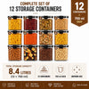 WellHomes Airtight Food Storage Containers Set of 12 | 12pcs ×700ml | Transparent Kitchen Storage & Pantry Organizer.