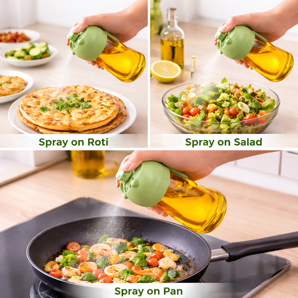 Pack of 2 Oil Dispenser Bottles – 2 - in - 1 Spray & Pour | BPA Free Kitchen Oil Sprayer - Wellhomes™