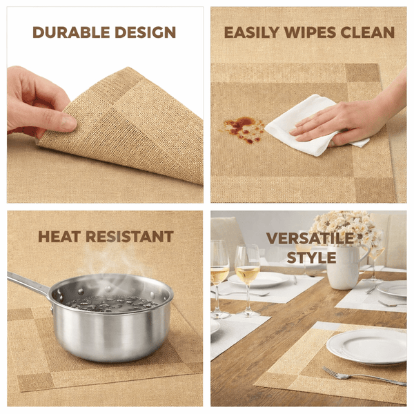 Premium Dining Table Mat (Buy 1 Get 1 Free) – Heat Resistant, Waterproof & Easy Clean Table Mat - Wellhomes™