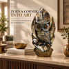 WellHomes™ Antique Owl Sculpture Showpiece | Artistic Owl Figurine for Home Décor | Black, Gold & Bronze Finish