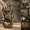 WellHomes™ Antique Owl Sculpture Showpiece | Artistic Owl Figurine for Home Décor | Black, Gold & Bronze Finish
