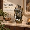 WellHomes™ Antique Owl Sculpture Showpiece | Artistic Owl Figurine for Home Décor | Black, Gold & Bronze Finish