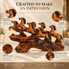 WellHomes™ 7 Running Horses Statue for Home Decor – 9Inches Premium Brown Decorative Horse Showpiece for Living Room, Office & Entrance