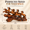 WellHomes™ 7 Running Horses Statue for Home Decor – 9Inches Premium Brown Decorative Horse Showpiece for Living Room, Office & Entrance