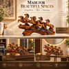WellHomes™ 7 Running Horses Statue for Home Decor – 9Inches Premium Brown Decorative Horse Showpiece for Living Room, Office & Entrance