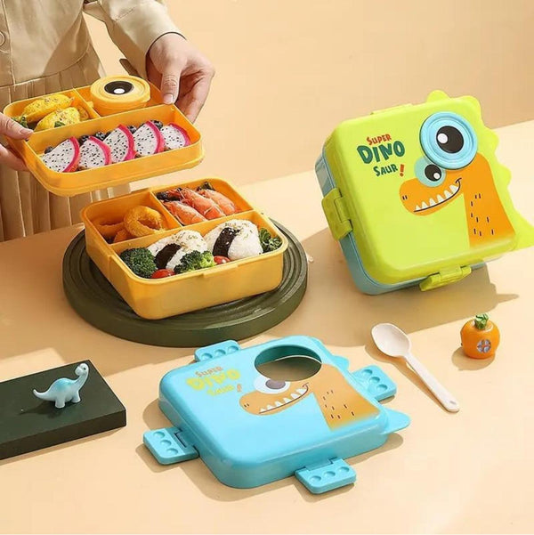 Super Dino Cartoon Lunch Box | Kids Food Storage Box with Secure Lock - Wellhomes™