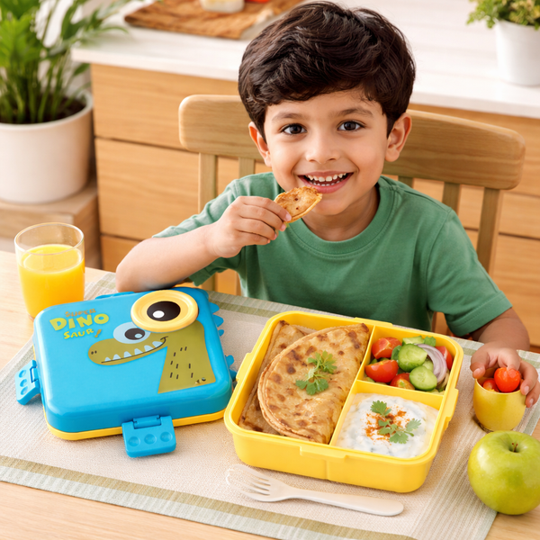 Super Dino Cartoon Lunch Box | Kids Food Storage Box with Secure Lock - Wellhomes™