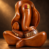 WellHomes™ Wooden Lord Ganesha Statue – Handcrafted Brown Decorative Idol for Home, Living Room & Pooja Décor