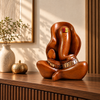 WellHomes™ Wooden Lord Ganesha Statue – Handcrafted Brown Decorative Idol for Home, Living Room & Pooja Décor