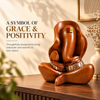WellHomes™ Wooden Lord Ganesha Statue – Handcrafted Brown Decorative Idol for Home, Living Room & Pooja Décor