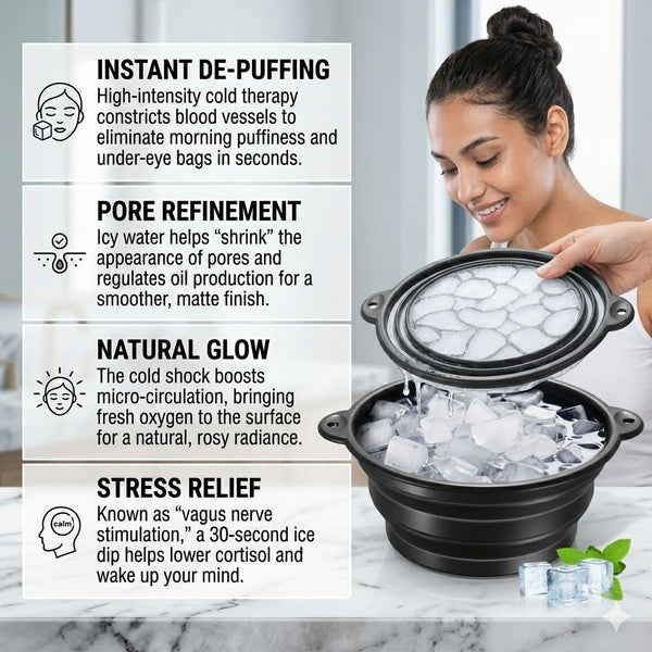 Wellhomes™ 2 - in - 1 Collapsible Silicone Ice Face Wash Bowl - Integrated Ice Maker Lid for Cold Therapy, De - Puffing & Pore Tightening - Wellhomes™
