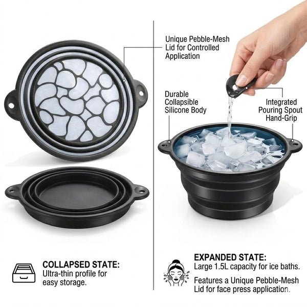 Wellhomes™ 2 - in - 1 Collapsible Silicone Ice Face Wash Bowl - Integrated Ice Maker Lid for Cold Therapy, De - Puffing & Pore Tightening - Wellhomes™