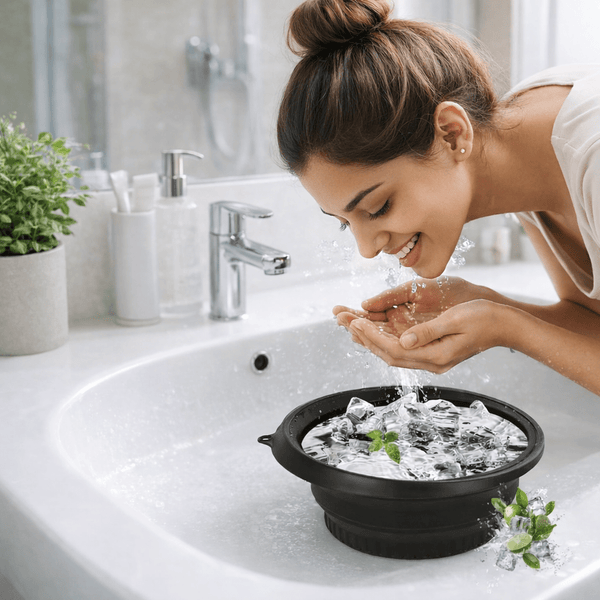 Wellhomes™ 2 - in - 1 Collapsible Silicone Ice Face Wash Bowl - Integrated Ice Maker Lid for Cold Therapy, De - Puffing & Pore Tightening - Wellhomes™