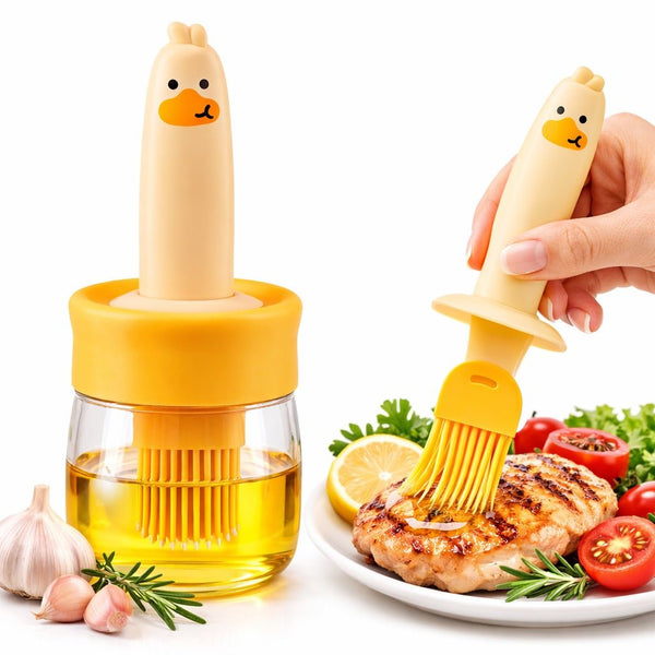 Wellhomes™ 2 - in - 1 Oil Dispenser Bottle with Silicone Brush – Duck Design Oil Brush Bottle (Buy 1 Get 1 Free) - Wellhomes™
