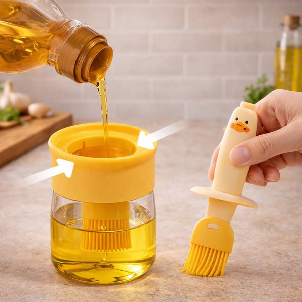 Wellhomes™ 2 - in - 1 Oil Dispenser Bottle with Silicone Brush – Duck Design Oil Brush Bottle (Buy 1 Get 1 Free) - Wellhomes™