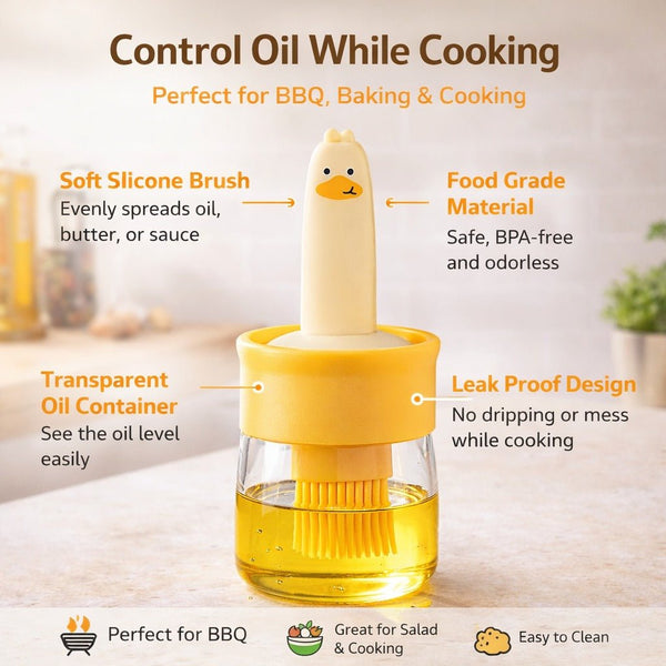 Wellhomes™ 2 - in - 1 Oil Dispenser Bottle with Silicone Brush – Duck Design Oil Brush Bottle (Buy 1 Get 1 Free) - Wellhomes™