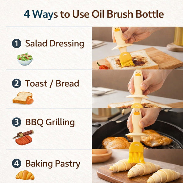 Wellhomes™ 2 - in - 1 Oil Dispenser Bottle with Silicone Brush – Duck Design Oil Brush Bottle (Buy 1 Get 1 Free) - Wellhomes™