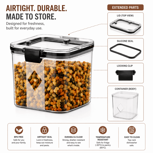 Wellhomes™ Airtight Food Storage Container Combo of (4pcs - 700ml + 4pcs - 1100ml) - Wellhomes™