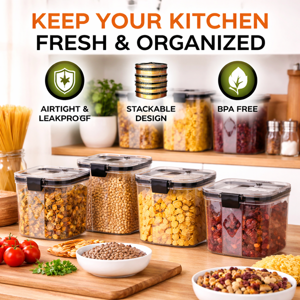 Wellhomes™ Airtight Food Storage Containers Set (8 pcs, 700ml) - Wellhomes™