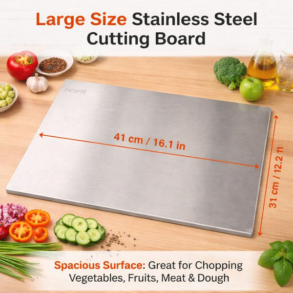 Wellhomes™ Stainless Steel (41*31 )cm Chopping Board for chopping Vegetables - Wellhomes™