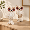 WellHomes™ White Decorative Owl Showpiece Set of 2 | Elegant Owl Figurines for Home Décor