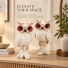 WellHomes™ White Decorative Owl Showpiece Set of 2 | Elegant Owl Figurines for Home Décor